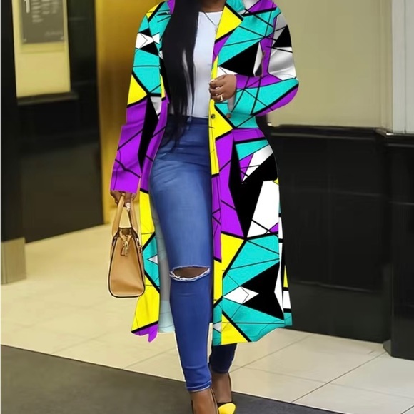 Jackets & Blazers - Geo Print Coat